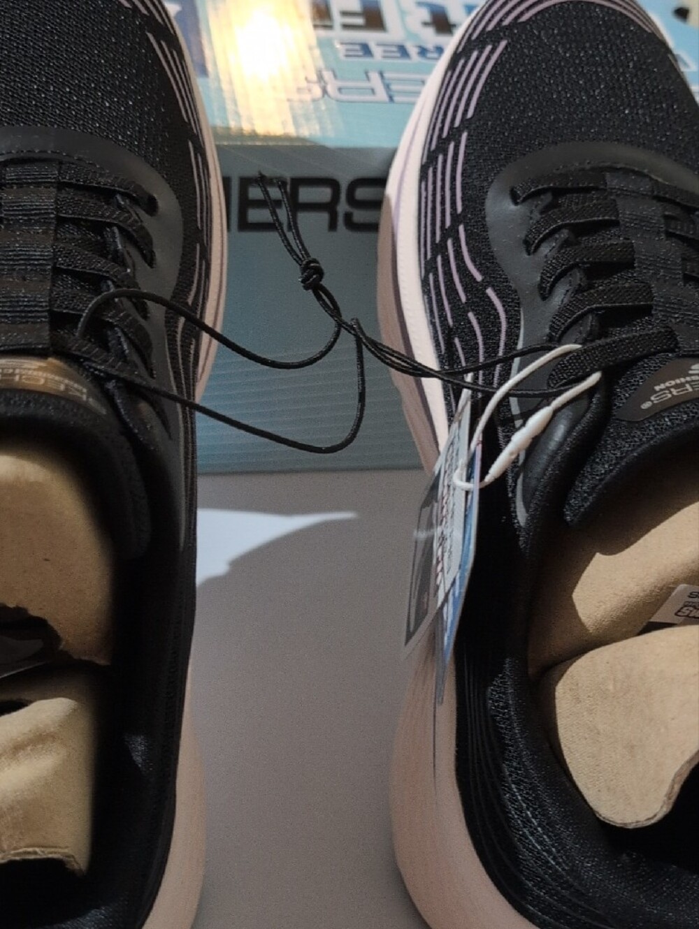 Skechers Ladies Black with Light Pink Accent Sneakers - Picture 8 of 8